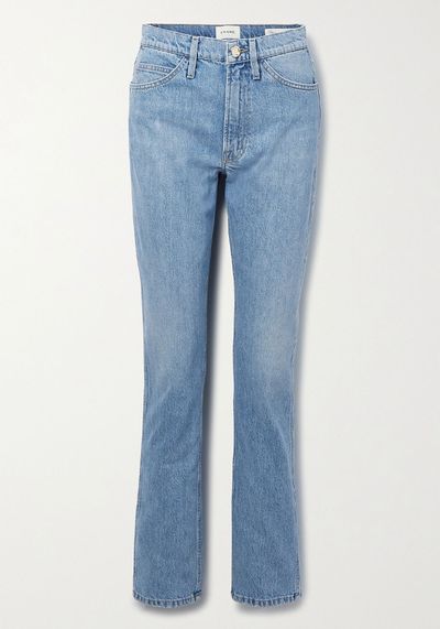 Appliquéd High Rise Straight Leg Jeans from Frame + Ritz Paris