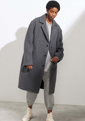 Exaggerated Shoulder Wool-Blend Coat