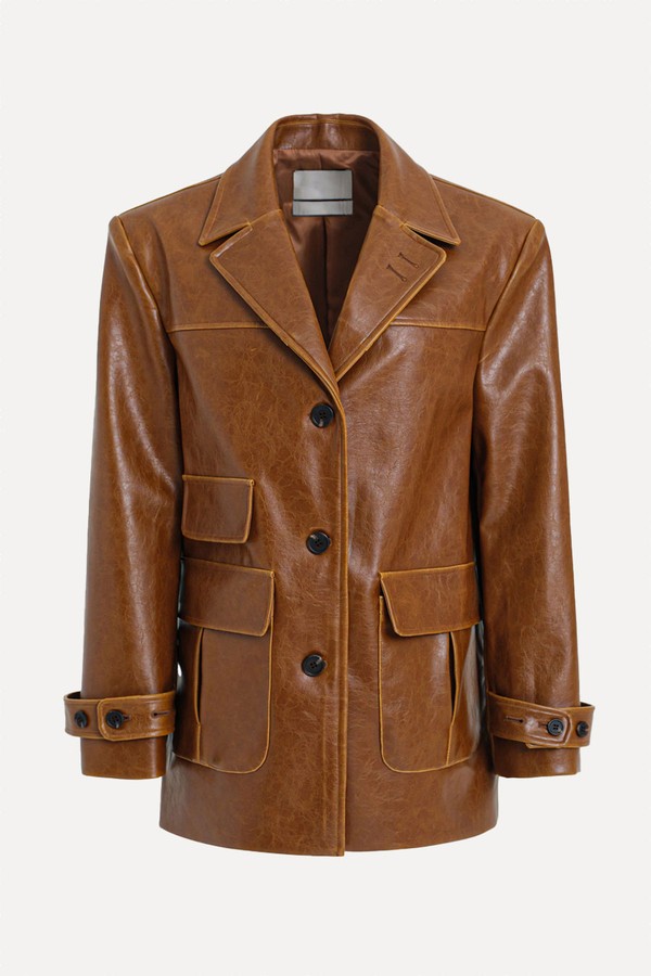 Longline Faux-Leather Jacket from Source Unknown
