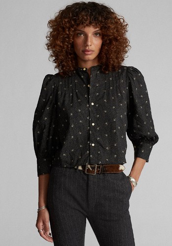 Cropped Floral Cotton Blouse