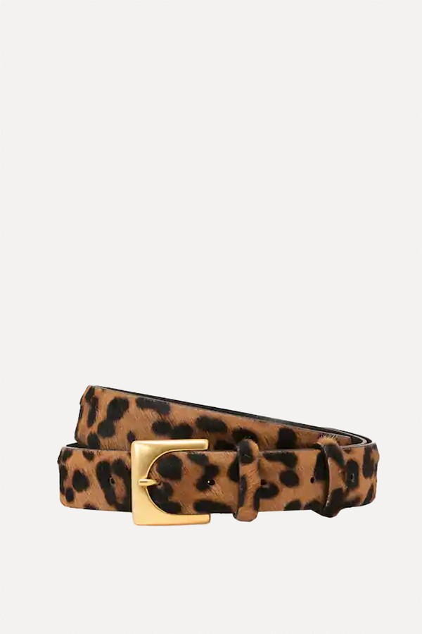 Belinda Pony-Hair Leopard Square-Buckle Belt from Reiss