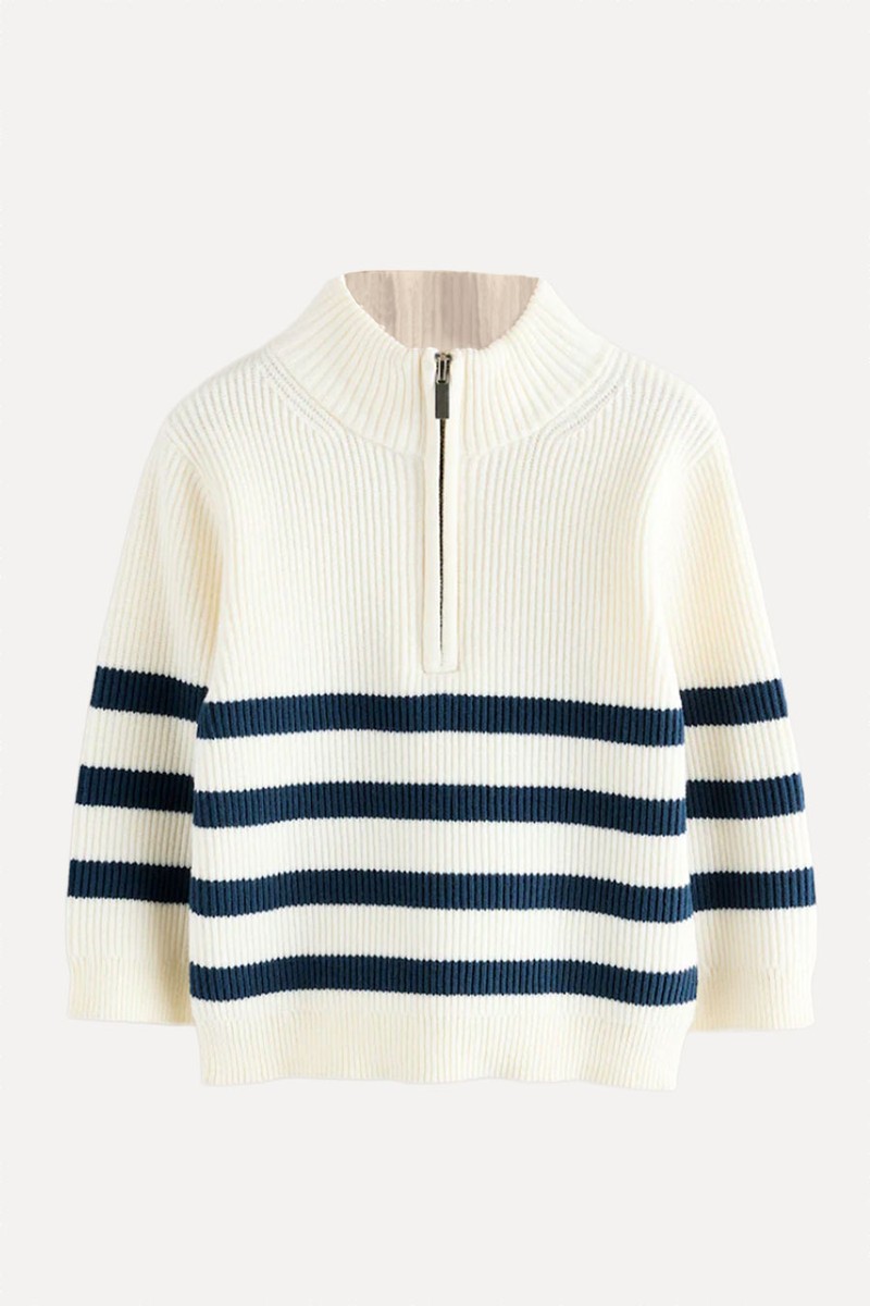 Stripe Knitted Quarter Zip Jumper  from NEXT