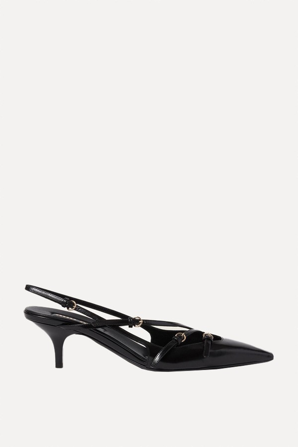 Brushed Leather Slingbacks With Buckles from Miu Miu
