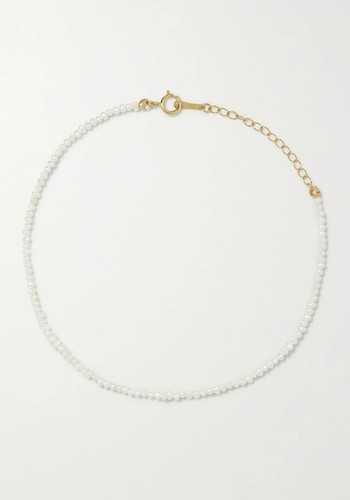 14-Karat Gold Pearl Anklet from Muzuki