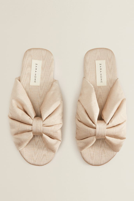 Fabric Sandals With Bow Detail