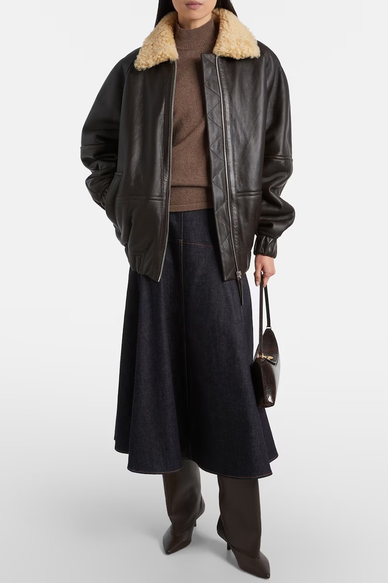 Bombardier Shearling-Trimmed Leather Bomber Jacket from Jacquemus