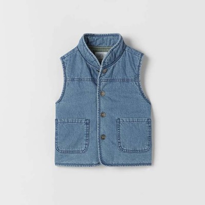 Padded Denim Waistcoat