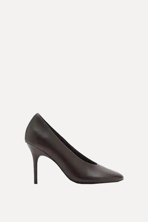 Round-Toe Leather High-Heeled Shoes from Mango