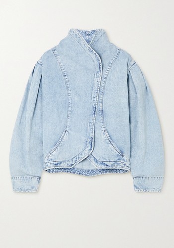 Pauline Cropped Acid-Wash Denim Jacket from Isabel Marant