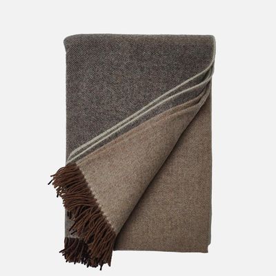 Stephanie Oatmeal & Cocoa Wool Two Tone Throw from Anbôise