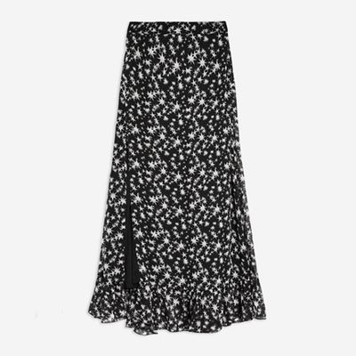 Star Print Ruffle Maxi Skirt from Topshop