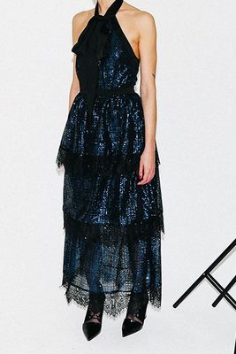 Tiered Check Sequin Dress from Self-Portrait
