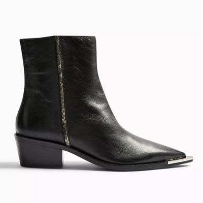 Leather Black Point Boots