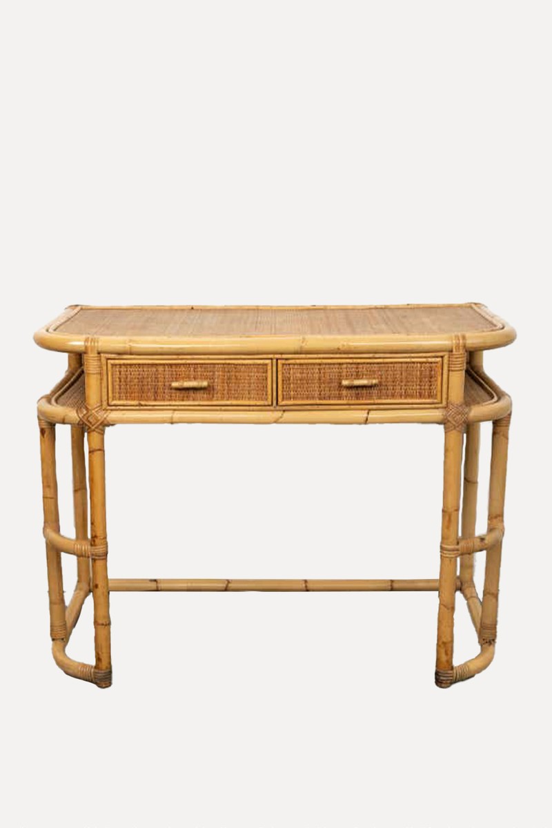 Rattan & Wicker Desk Console Table from 1st Dibs