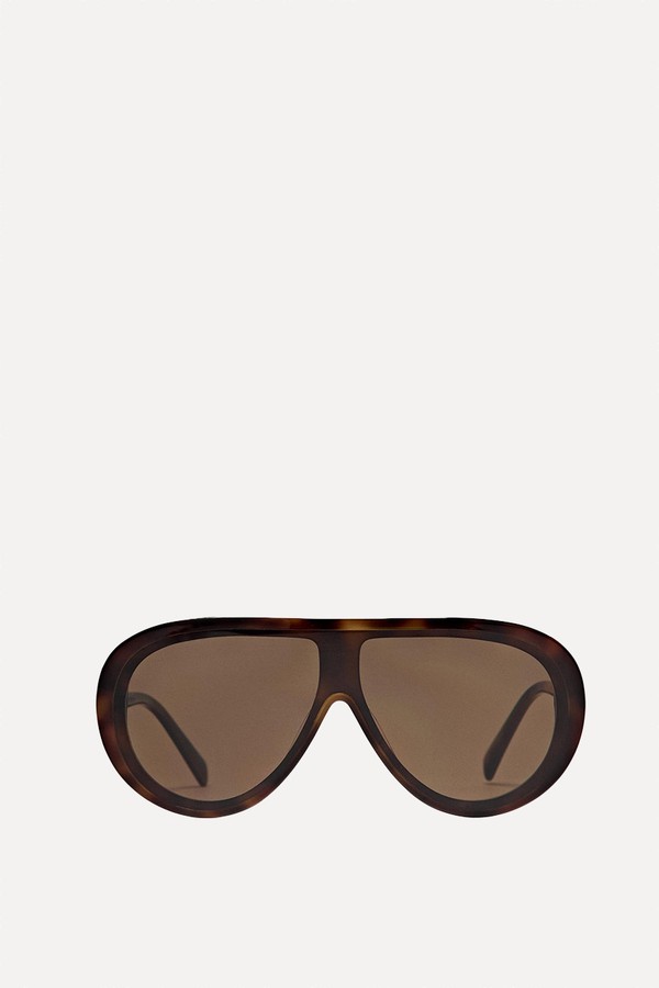 Tortoiseshell-Effect Aviator Sunglasses