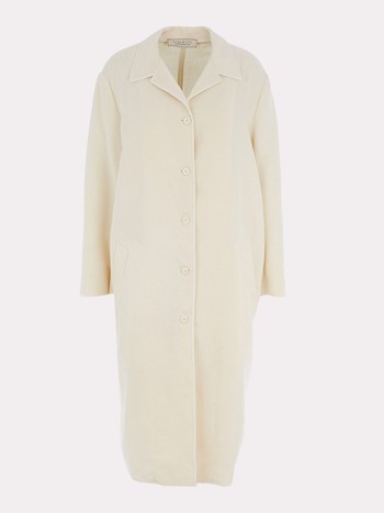 Cream Longline Crepe Coat