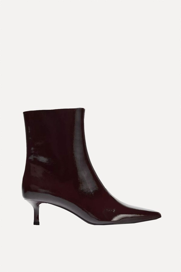 Faux-Patent Kitten Heel Ankle Boots from Zara