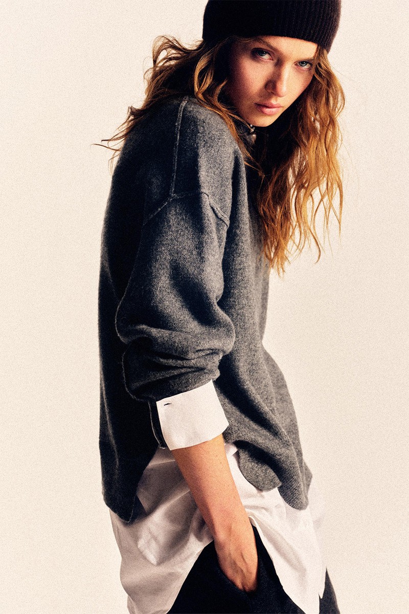 Knit Jumper With Contrast Poplin