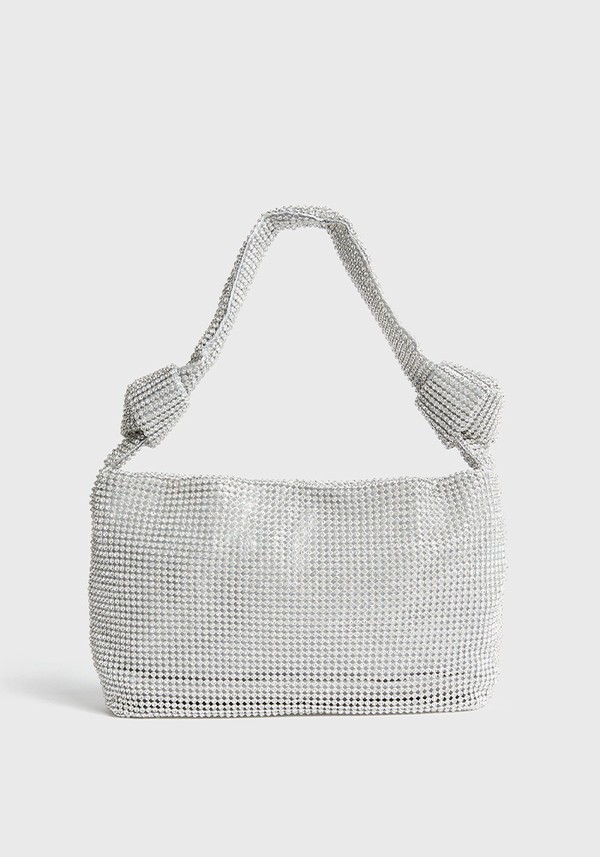 Silver Diamanté Knot Shoulder Bag