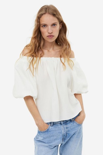 Puff-Sleeved Off-The-Shoulder Blouse