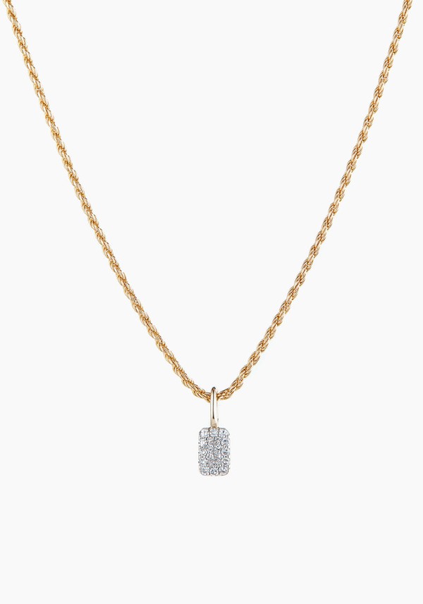 Rope Chain & Diamond Tag Pendant