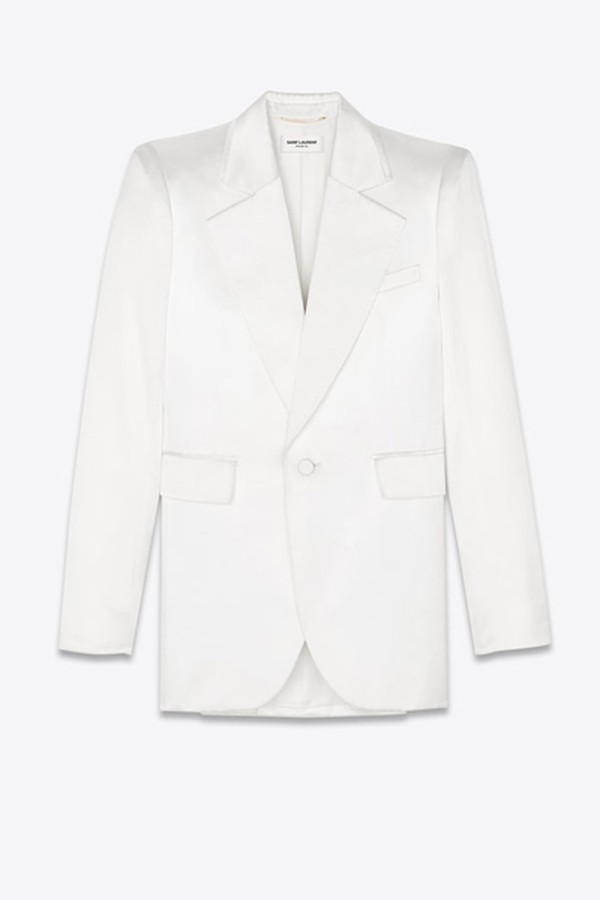 Oversized-Collar Classic Satin Blazer from Saint Laurent
