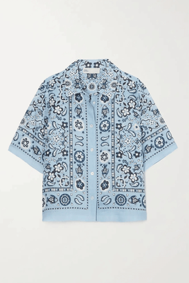 Printed Linen Camp Shirt  from Tory Burch