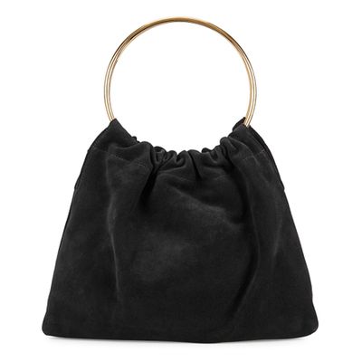 Ring Purse Small Black Suede Tote from Little Liffner