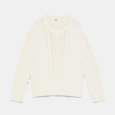 Cable-Knit Sweater With Pompoms from Zara