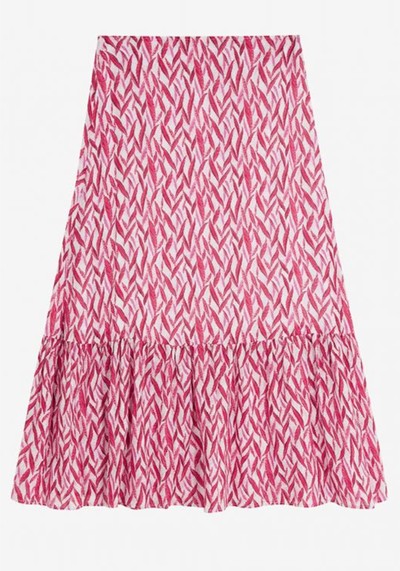 Feather Print Gauzy Linen Skirt from Brora