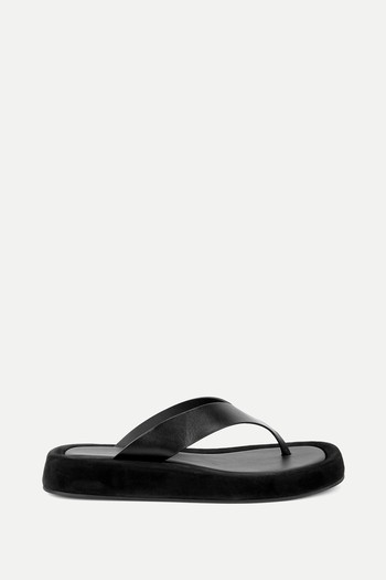 Ginza Black Leather Flip Flops from The Row