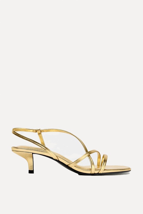Leather Kitten Heel Sandals from Zara