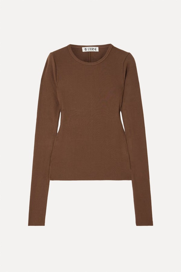 Ribbed Stretch Cotton & Modal-Blend Top from ÉTERNE