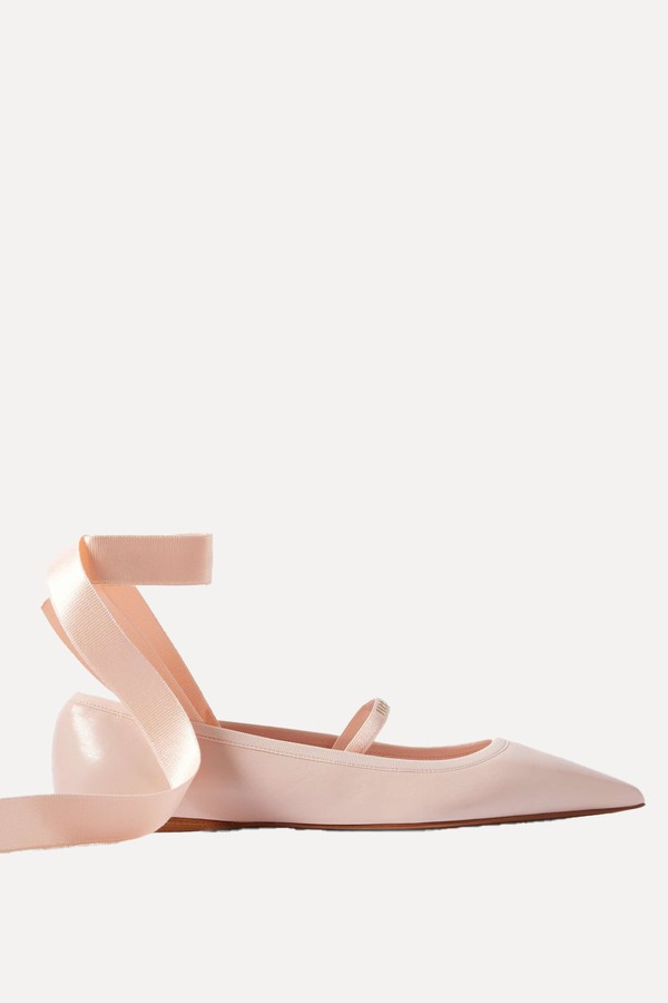 Carice Ribbon-Trimmed Leather Ballet Flats from Ferragamo