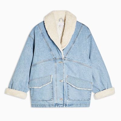 Light Wash Denim Oversized Car Coat