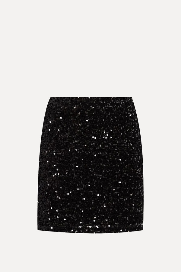 Sequin Co Ord Mini Length Cut Skirt