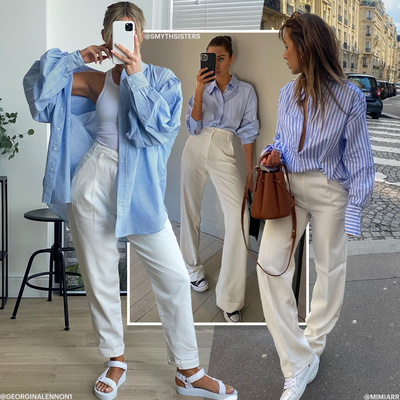 Look We Love: Blue Shirt & White Trousers