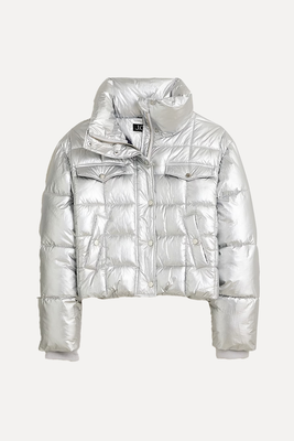 Cropped Puffer Jacket In Metallic Silver With Primaloft® from J Crew