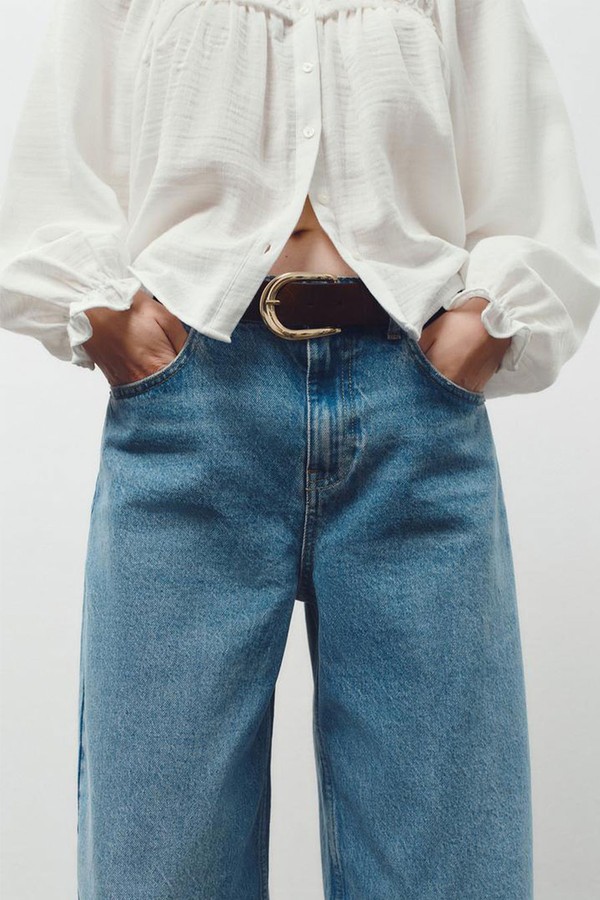 Z1975 High-Waist Wide-Leg Tapered Belted Jeans
