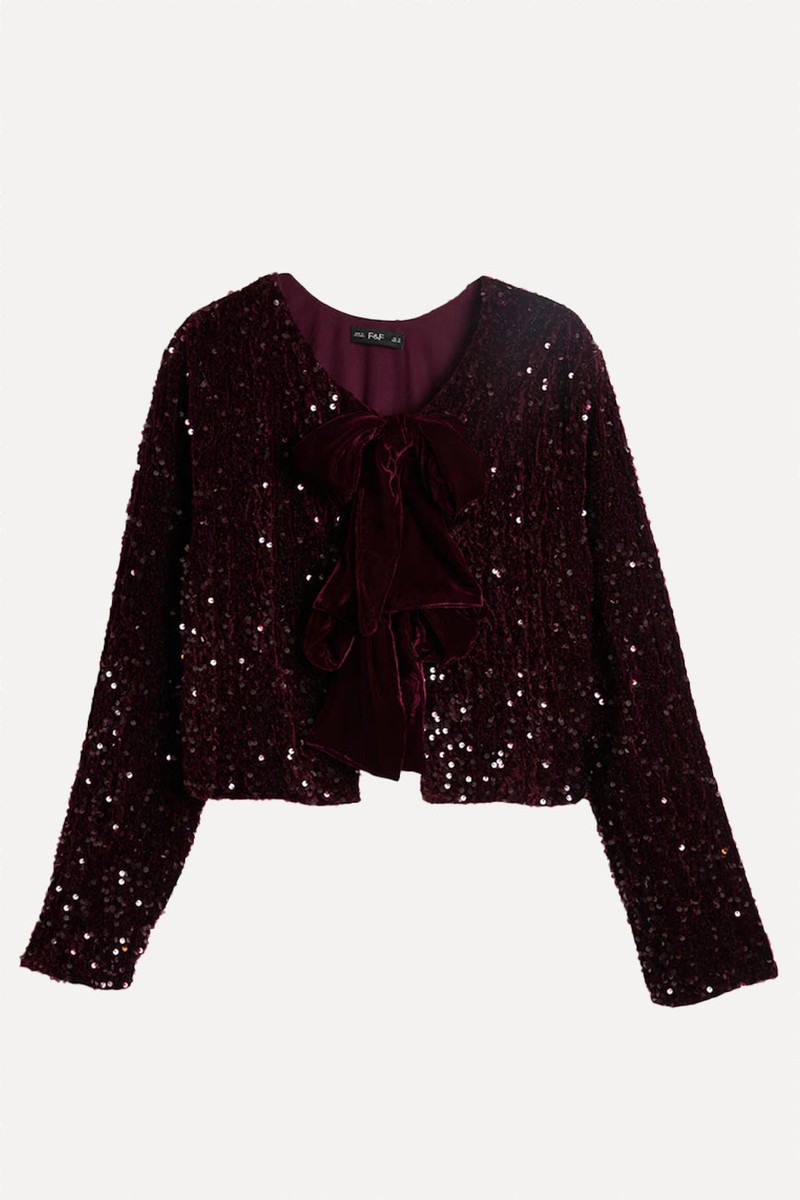 Sequin Embellished Bow Detail Jacket from F&F 