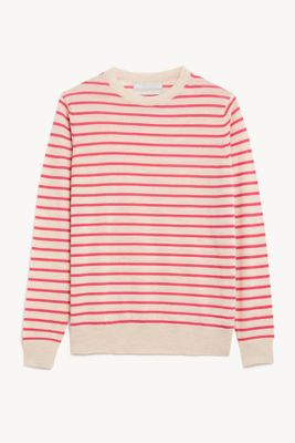 Pure Merino Wool Striped Crew Neck Jumper from Marks & Spencer