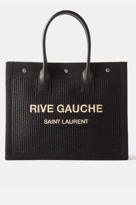 Rive Gauche Embroidered Faux-Raffia Tote Bag from Saint Laurent
