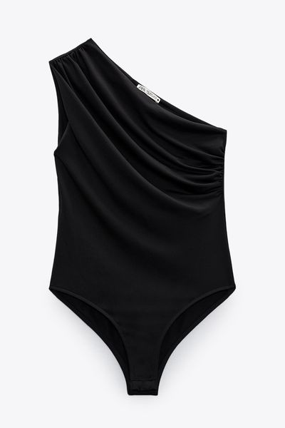 Asymmetric Bodysuit With Gathering from Zara