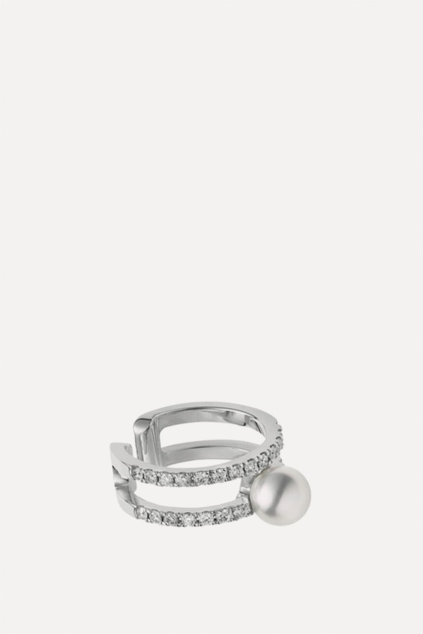 Akoya Cultured Pearl & Diamond Ear Cuff 