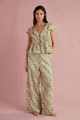 Cosima Green Wave Print Trousers from Kitri