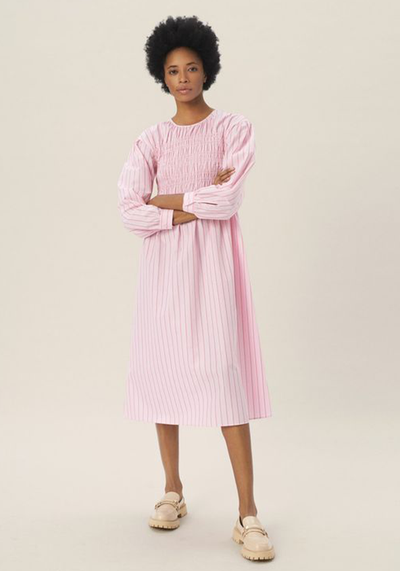 Haida Pink Stripe Midi Dress from Moss Copenhagen