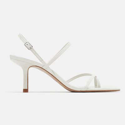 Mid-Heel Strappy Leather Sandals from Zara