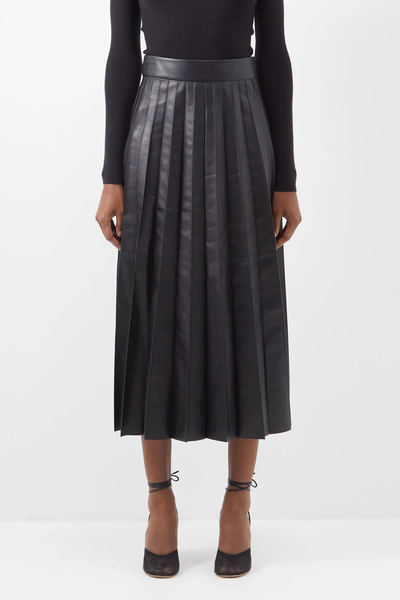 Pleated Leather Skirt from Frame