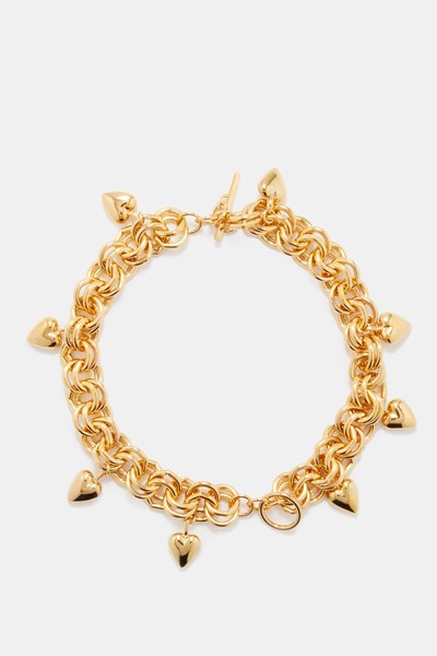 Heart-Charm Multi-Link Chain Bracelet from Saint Laurent