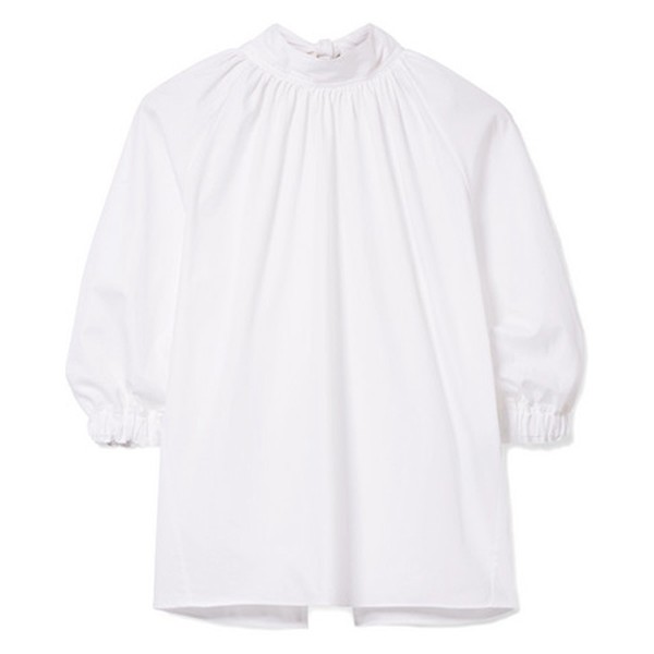 Tie Back Pleated Cotton Poplin Blouse from Rosette Getty
